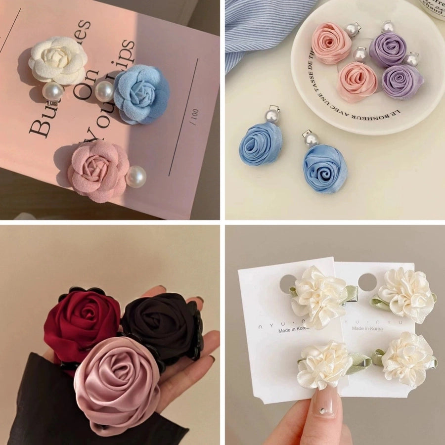 Korean Style Gentle Flower Small Hairpin Female Niche Design Summer  Head Clip Light Luxury High-end Headwear