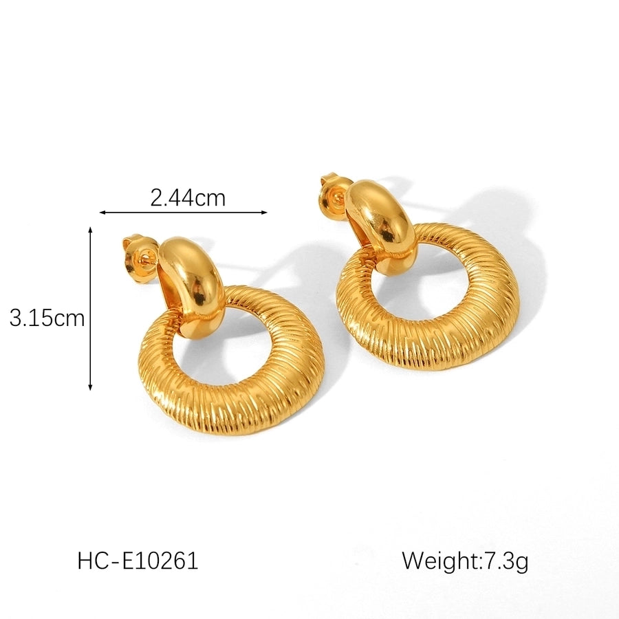 1 Pair IG Style Geometric Solid Color Plating 304 Stainless Steel 18K Gold Plated Drop Earrings Ear Studs