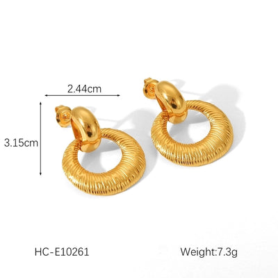 1 Pair IG Style Geometric Solid Color Plating 304 Stainless Steel 18K Gold Plated Drop Earrings Ear Studs