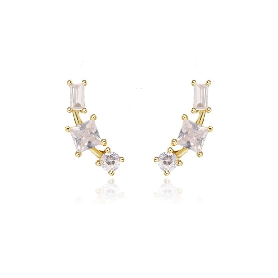 1 Pair Casual Elegant Geometric Copper Zircon Drop Earrings Ear Studs