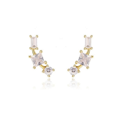 1 Pair Casual Elegant Geometric Copper Zircon Drop Earrings Ear Studs