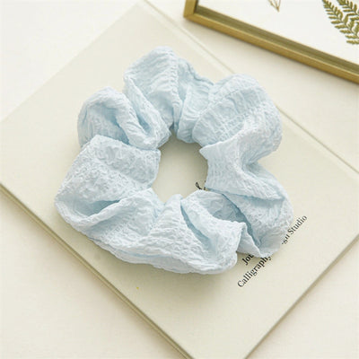 sweet solid color cloth pleated hair tie