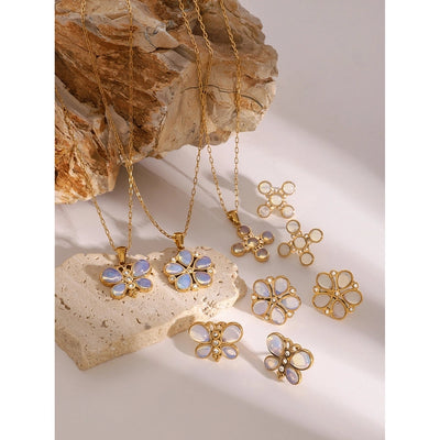 Jewelry Simple Style Classic Style Flower 304 Stainless Steel Jewelry Set
