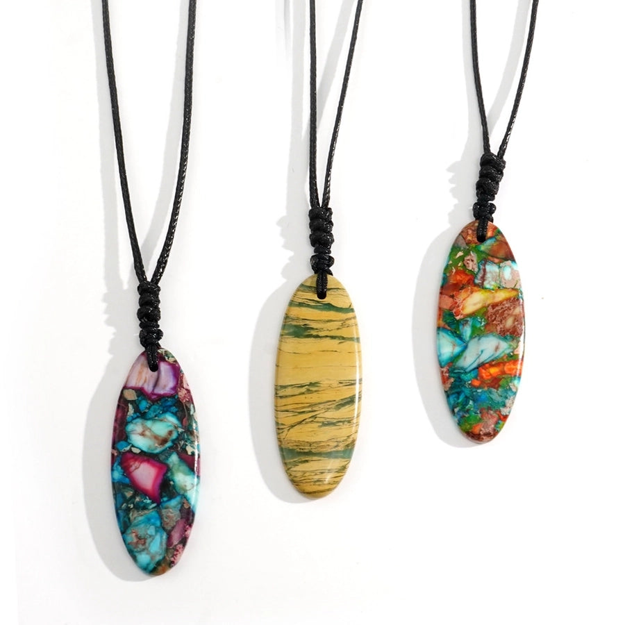 Bohemian Geometric natural stone Polyester Fiber (Polyester) Pendant Necklace In Bulk