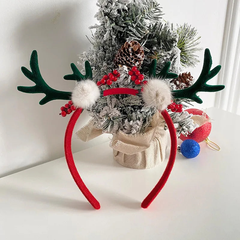 Christmas Fashion Women'S Antlers Flocking Handmade Hair Band