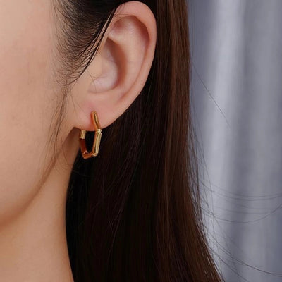 1 Pair Simple Style Geometric Solid Color Plating 304 Stainless Steel 18K Gold Plated Earrings