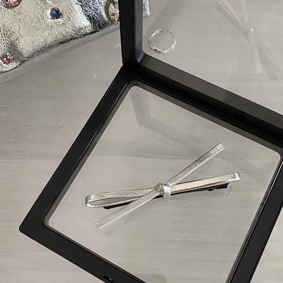 Women's Casual Simple Style Bow Knot Pu Leather Hair Clip