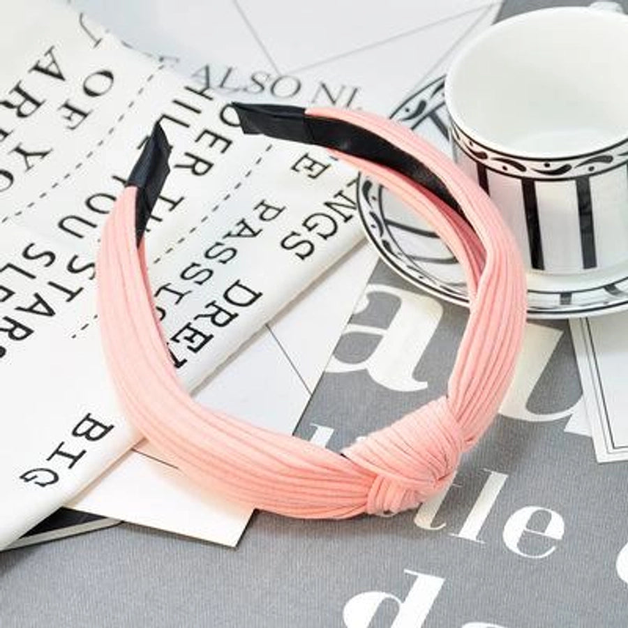 wide-brimmed fabric knit cross knotted headband nhof150088