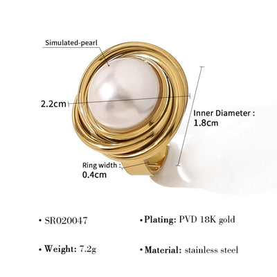 Jewelry Retro Vacation Geometric 304 Stainless Steel 18K Gold Plated Open Rings