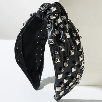 Women's Hip-Hop Punk Solid Color Pu Leather Alloy  Hair Band