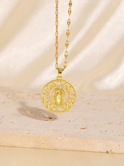 Copper Plating Virgin Mary Zircon Pendant Necklace