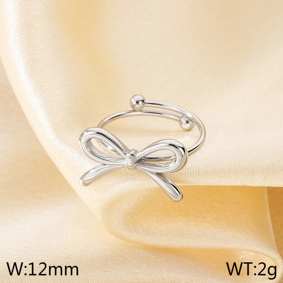 Jewelry Simple Style Bow Knot 304 Stainless Steel 18K Gold Plated Open Rings