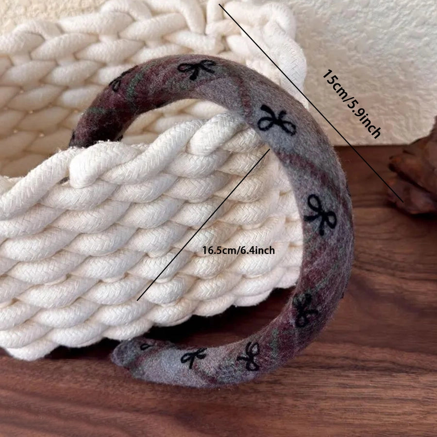 Women's Classical Retro Lattice woolen Fabric Hair Band