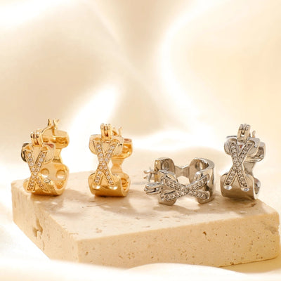 1 Pair Glam Luxurious Korean Style Geometric Inlay Copper Zircon K Gold Plated Ear clip