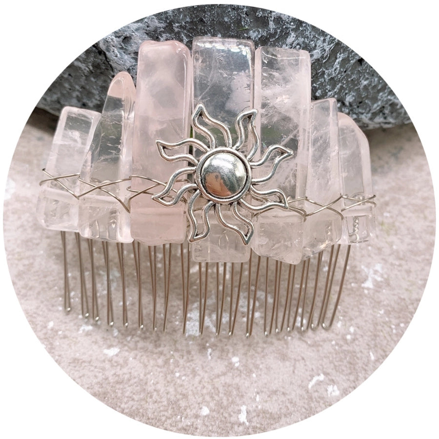 fashion sun color block crown crystal insert comb 1 piece