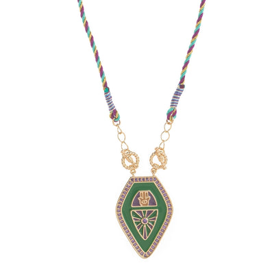 Copper Gold Plated Painted Tarot Pendant Necklace