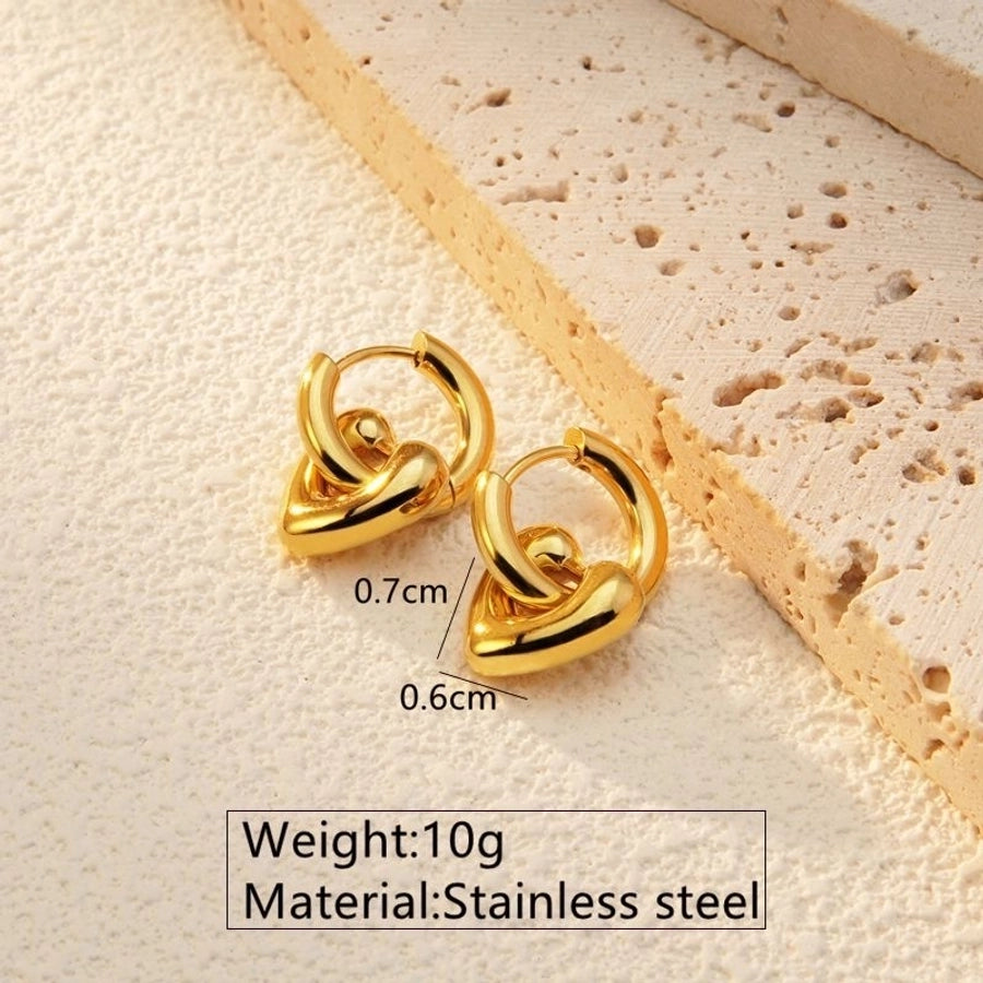 2 Pieces Set Sweet Simple Style Commute Heart Shape Plating 304 Stainless Steel 18K Gold Plated Earrings