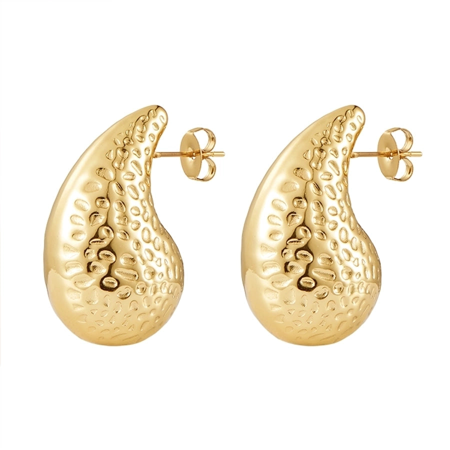 1 Pair Casual Glam Water Droplets Polishing 304 Stainless Steel Steel Gold Plated Ear Studs