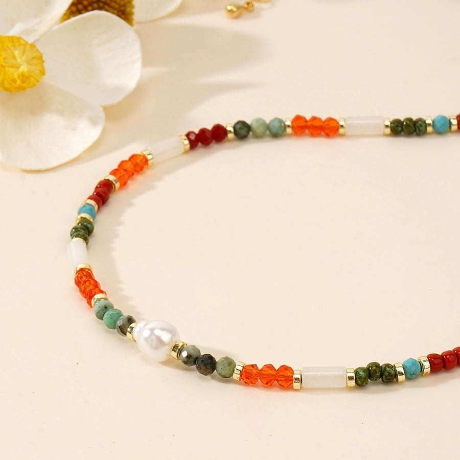 Bohemian Geometric Semi-precious stone natural stone Necklace In Bulk
