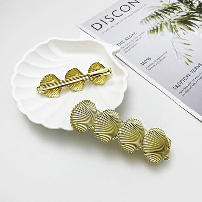 Women's Casual Marine Style Shell Metal Inlay Pearl Hair Clip