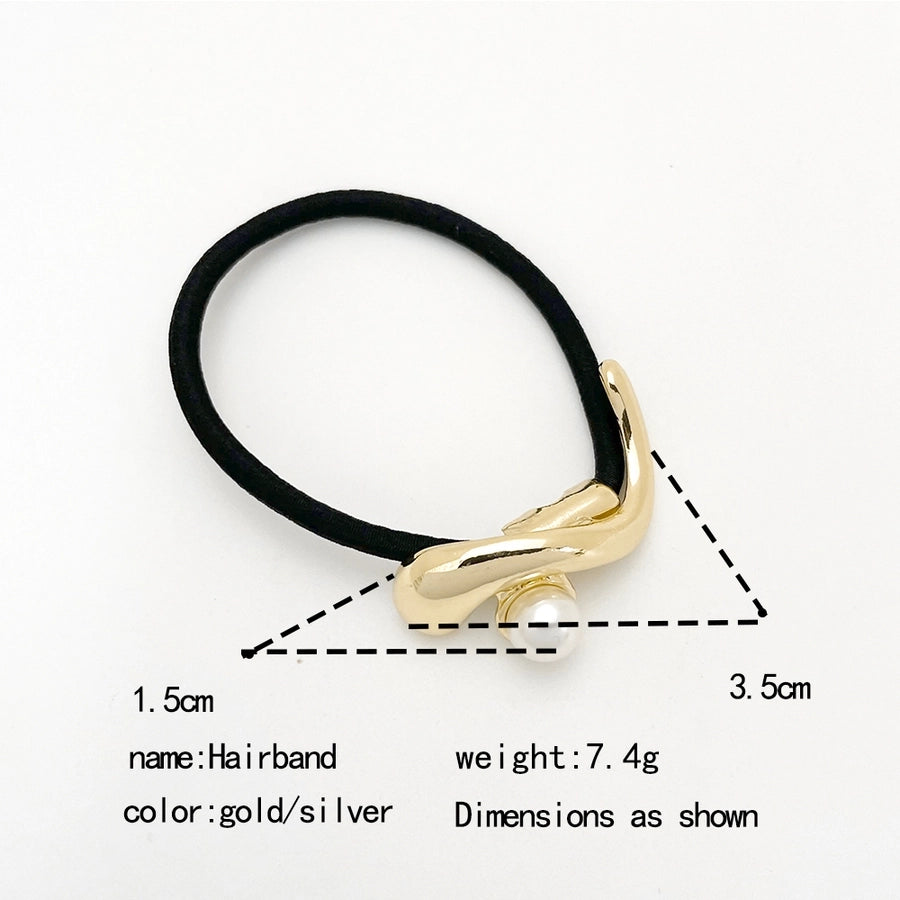 Women's Casual Elegant Simple Style Round Dots Alloy Elastic Band Inlay Pearl Hair Tie