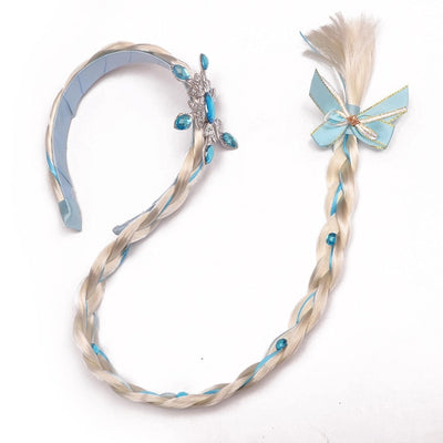New children's accessories ice and snow Aisha wig Princess snowflake long hair braid strange fate toy COS props accessories