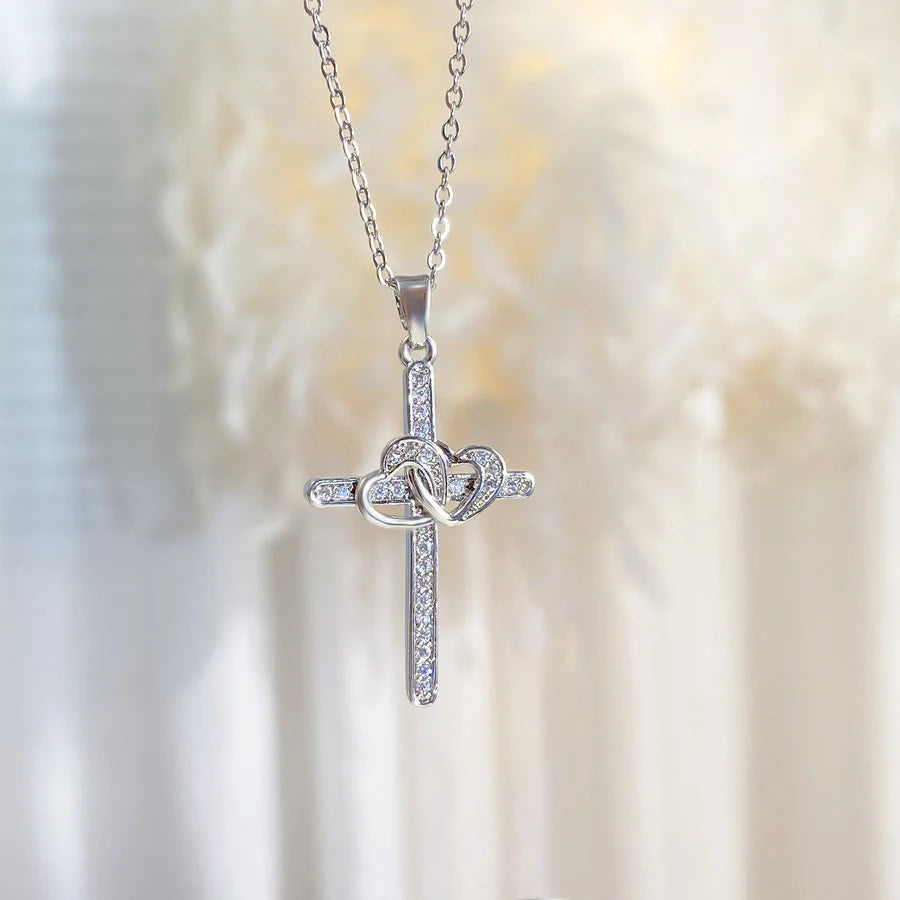 Copper cable chain Plating Cross Zircon Pendant Necklace