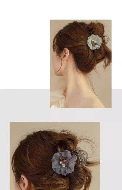 Summer Pearl Flower Grab Clip Women's Cute Hairpin Headwear Korean Hairpin Back Head Large Shark Clip Top Clip