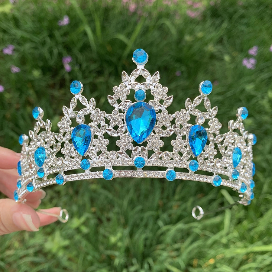 glam luxurious lady crown alloy plating inlay zircon crown