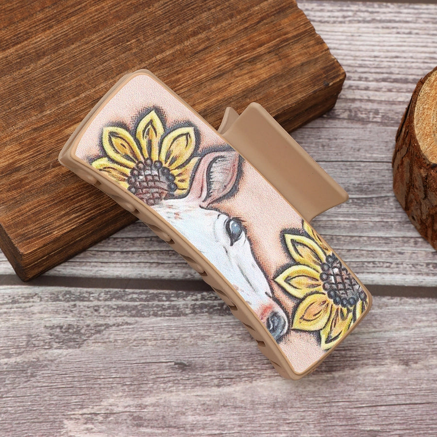 women's vintage style simple style sunflower pu leather hair claws