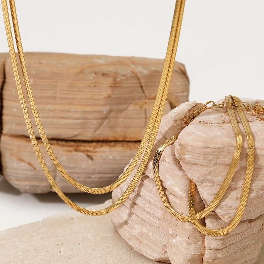 Jewelry Vacation Modern Style Solid Color 304 Stainless Steel 16K Gold Plated White Gold Plated Gold Plated Polishing Plating Bracelets Anklet Necklace