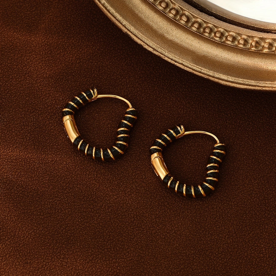 1 Pair Elegant Classical Sweet Circle Inlay Copper Freshwater Pearl Zircon 18K Gold Plated Earrings