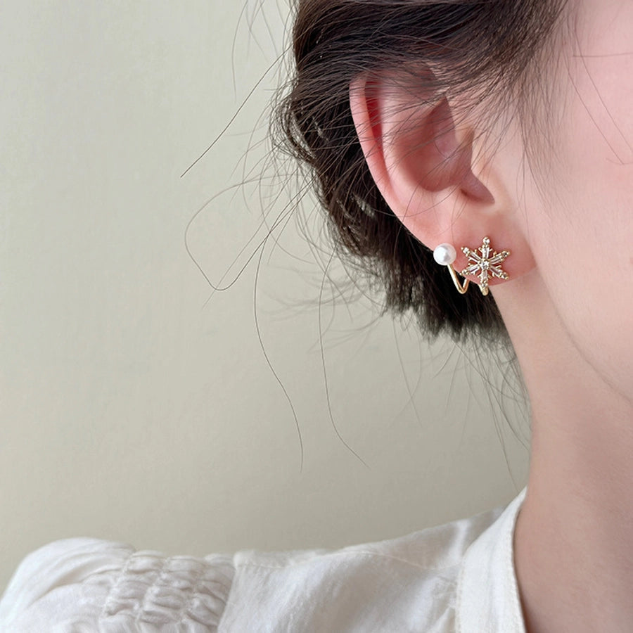 1 Pair Basic Geometric Plating Copper Imitation Pearl Zircon Earrings