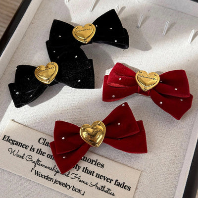 women's lady bow knot alloy cloth hair clip