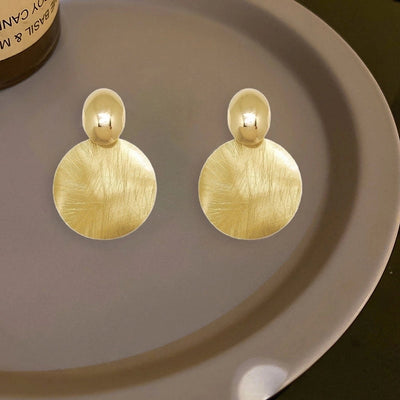 1 Pair Elegant Round Plating 304 Stainless Steel 18K Gold Plated Drop Earrings