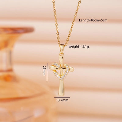 Jewelry Glam Lady Sexy Cross 304 Stainless Steel Copper Necklace