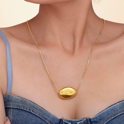 Jewelry Elegant Luxurious Geometric Titanium Steel 18K Gold Plated Pendant Necklace