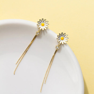1 Pair Sweet Simple Style Daisy Plating Copper Drop Earrings