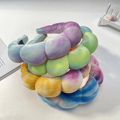 lady streetwear color block sponge hair band