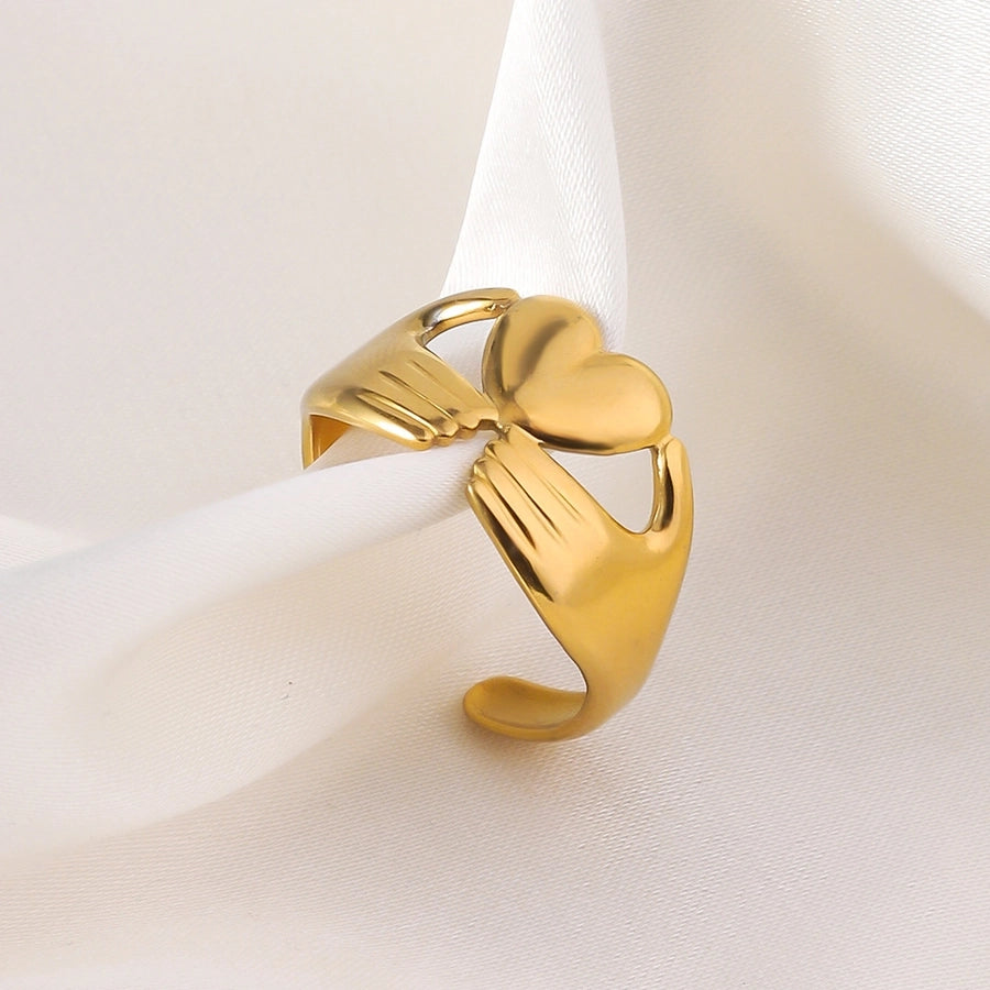 Jewelry Elegant Heart Shape Titanium Steel Open Rings