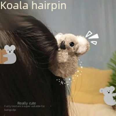 Internet Celebrity  Cartoon Three-Dimensional Plush Koala Hairpin Side Clip Banana Clip Clip Photo Cute Hair Accessories