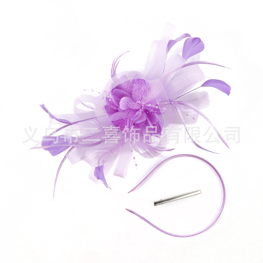 fashion feather bridal mesh top hat accessories hairband
