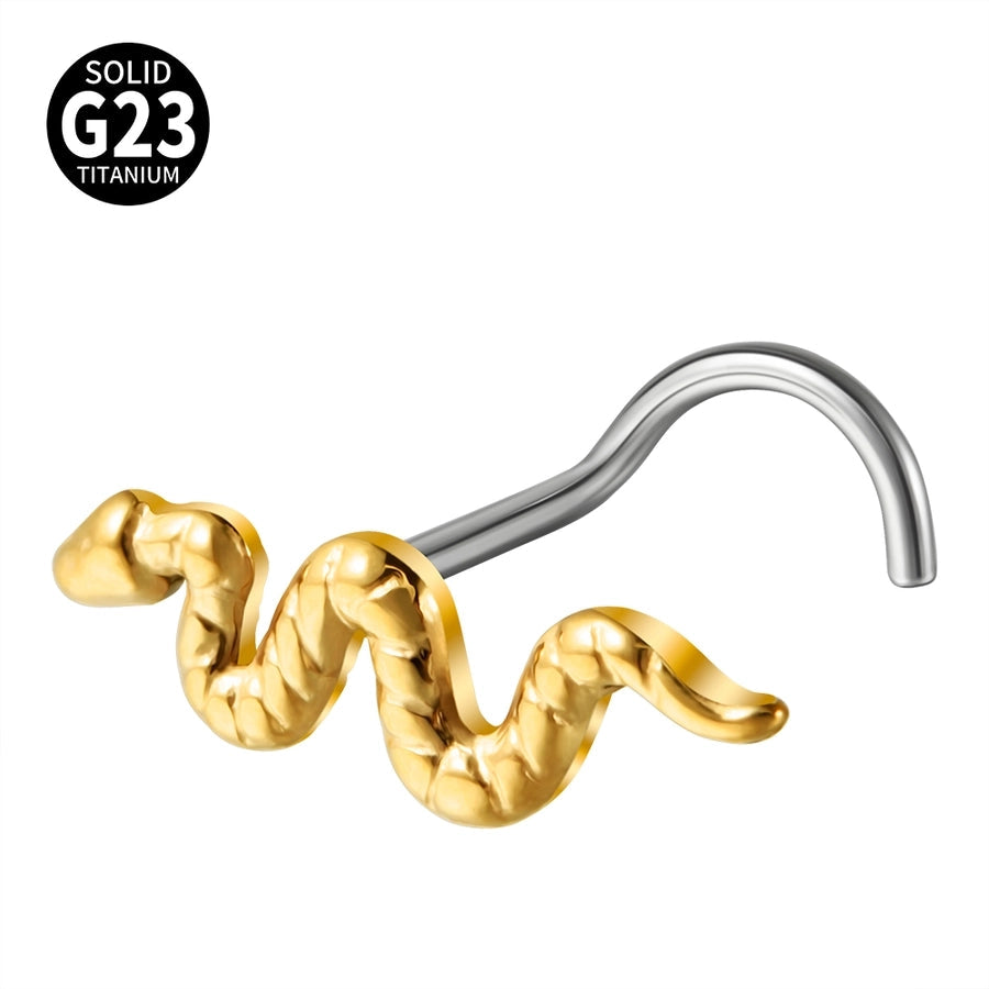 1 Piece Nose Rings & Studs Casual Snake G23 Titanium Alloy 18K Gold Plated Nose Rings & Studs