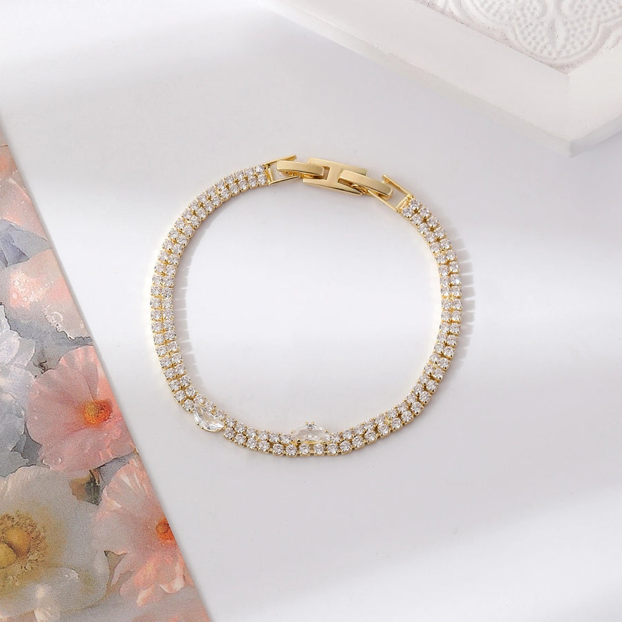 Copper Plating Inlay Geometric Zircon Bracelets