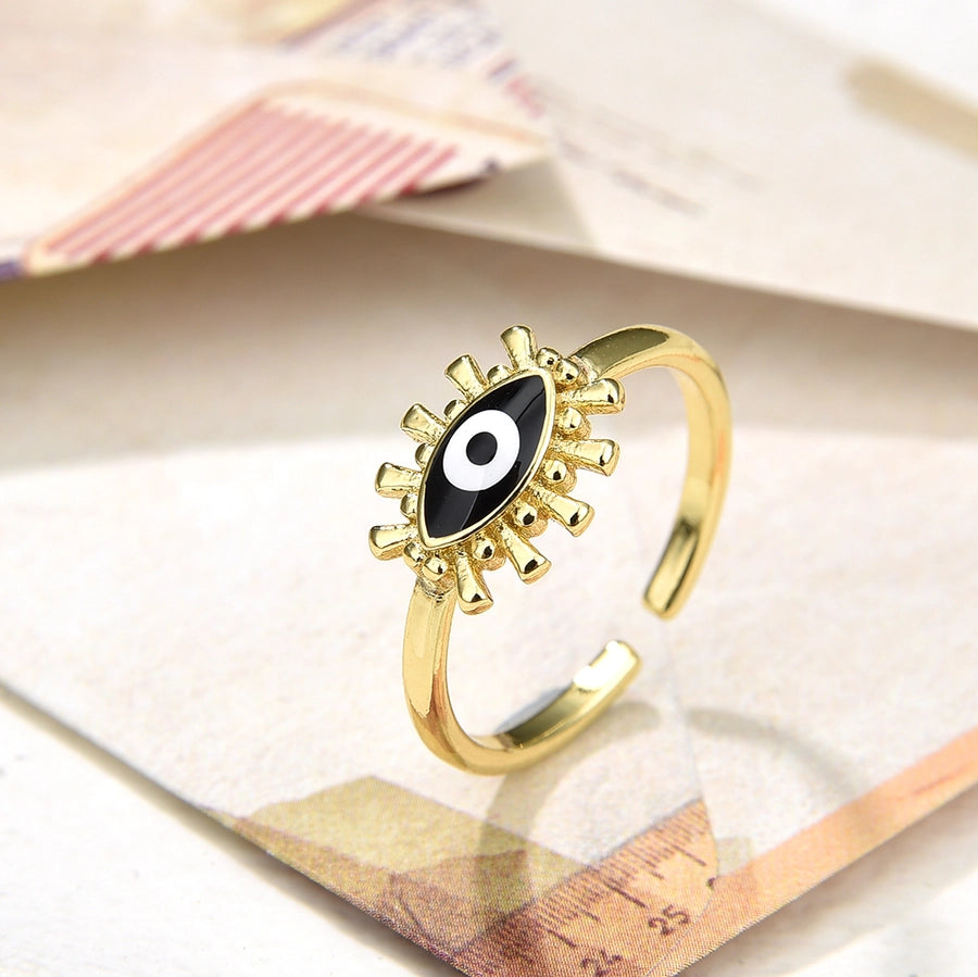 Copper Plating 18K Color Retaining Glossy Oval Eye Opening Ring