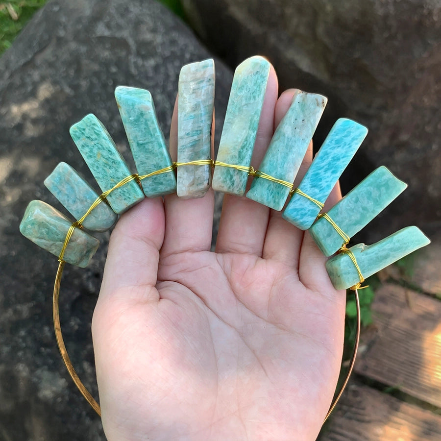 Women's Vacation Ethnic Style Geometric Alloy natural stone Knitting Hair Band