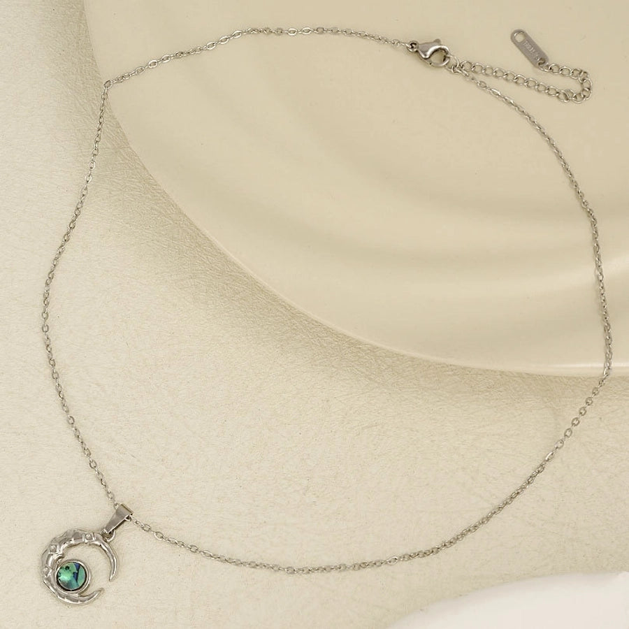 Jewelry Vintage Style Classic Style Moon 304 Stainless Steel Shell Abalone Shell 18K Gold Plated Irregular Plating Pendant Necklace