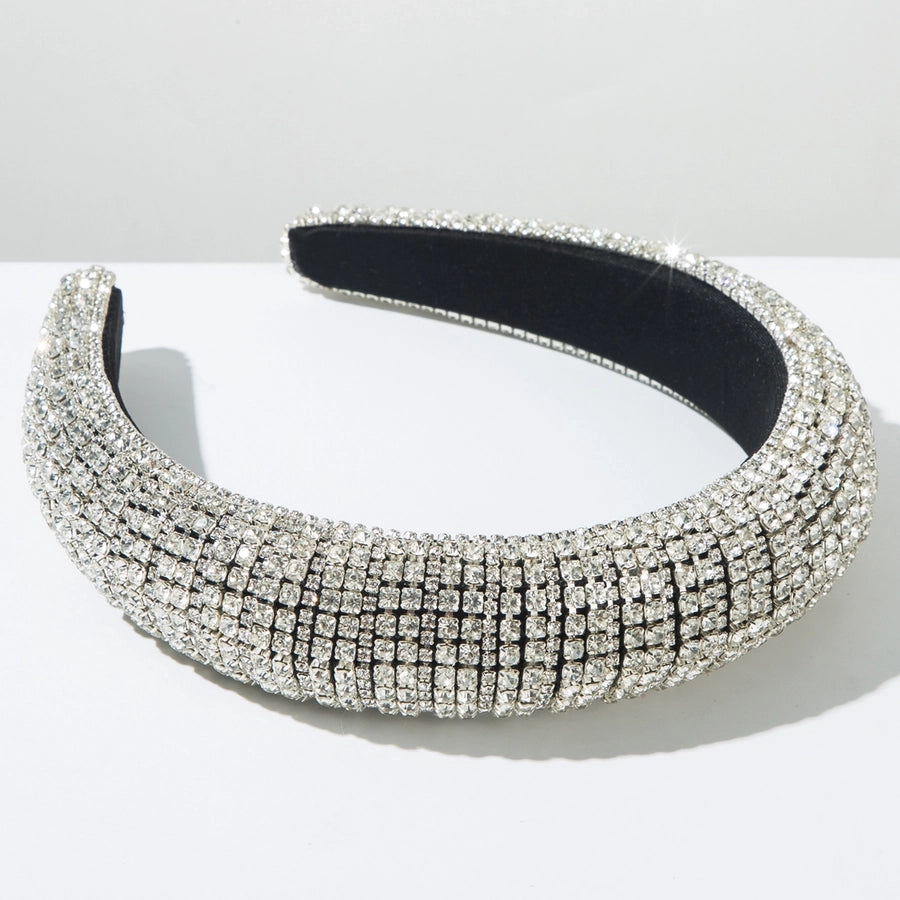 Elegant Glam Luxurious Women's Solid Color Alloy Cloth Inlay Rhinestones Hair Band