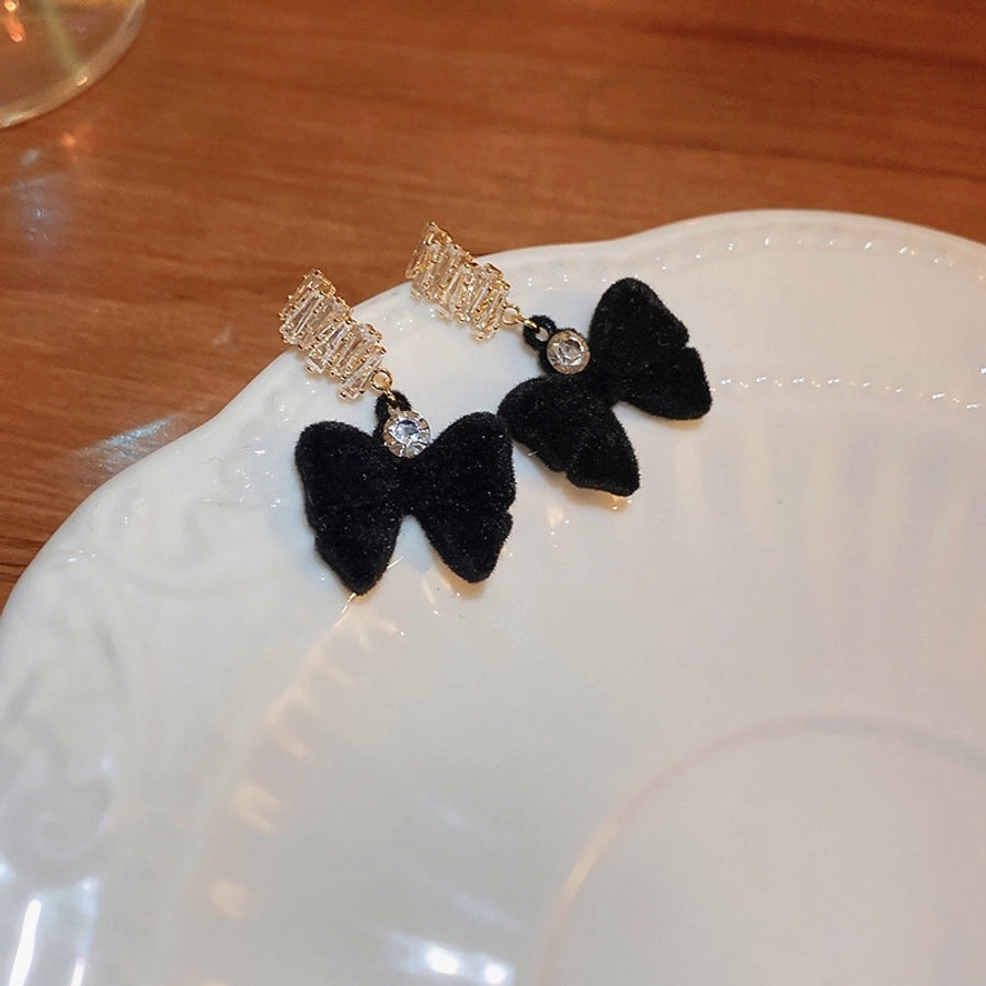 1 Pair Retro Bow Knot Copper Drop Earrings