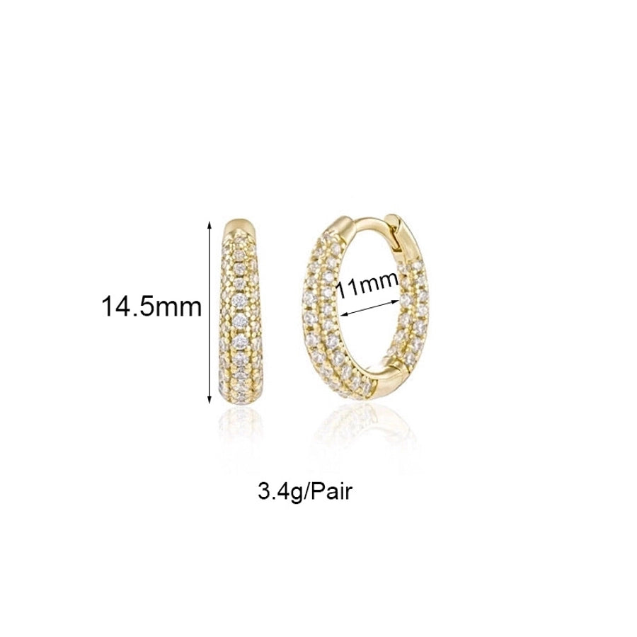 1 Pair IG Style Simple Style Geometric Inlay Copper Zircon Gold Plated Earrings